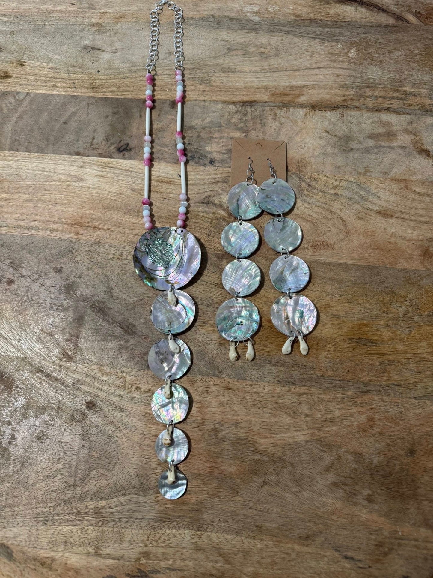 Abalone Choker/Necklace and Earrings Set