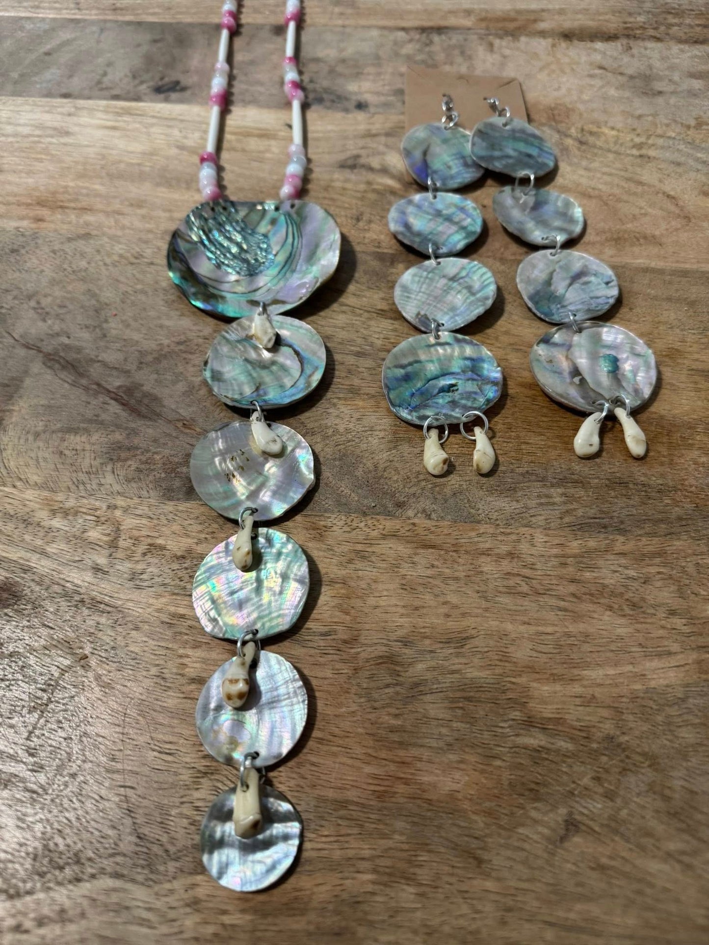 Abalone Choker/Necklace and Earrings Set